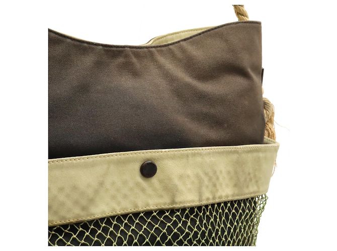 Borsa tote Chanel in rete da pesca con marchio Coco e camelia Nero Beige - vista 7