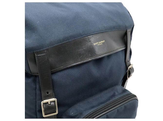 Yves Saint Laurent Navy Canvas Rucksack Marineblau - Ansicht 9