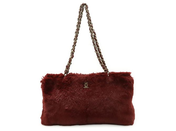 Borsa a spalla in pelliccia di coniglio Chanel con catena e logo Coco Bordò - vista 2