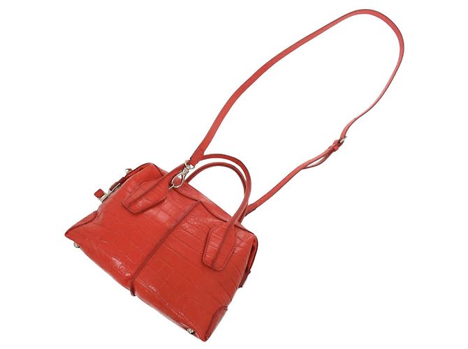 Borsa in pelle rossa con stampa coccodrillo di Tod's Rosso - vista 9