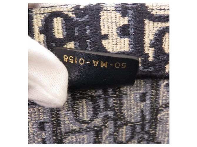 Große Oblique-Canvas-Tasche Christian Dior Book Tote Beige Marineblau - Ansicht 10