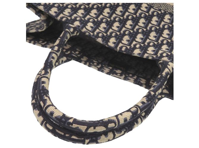 Große Oblique-Canvas-Tasche Christian Dior Book Tote Beige Marineblau - Ansicht 6
