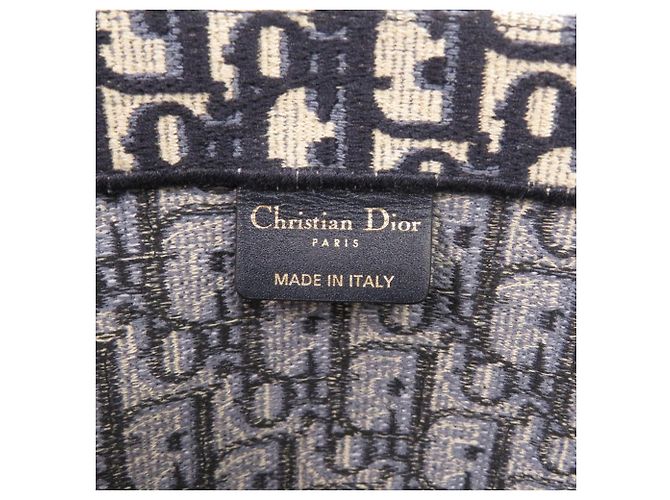 Große Oblique-Canvas-Tasche Christian Dior Book Tote Beige Marineblau - Ansicht 9