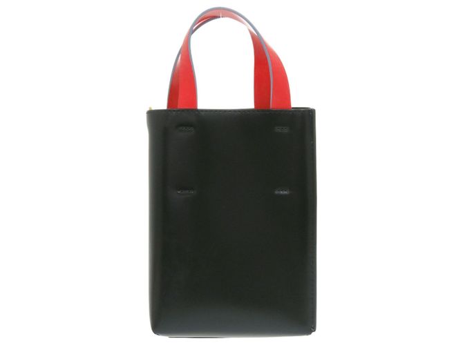 Borsa in pelle Museo 2 in 1 Marni Marrone Nero Rosso - vista 3