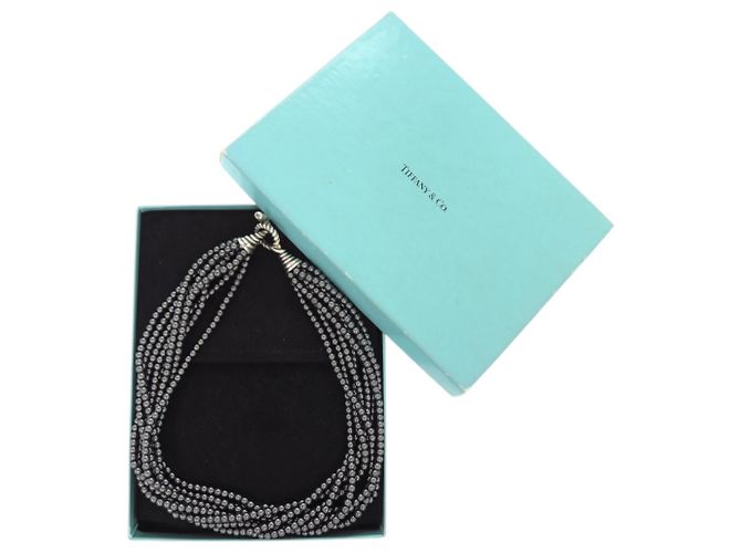 Tiffany & Co. 8-strängige Hämatit Choker-Halskette Silber - Ansicht 2