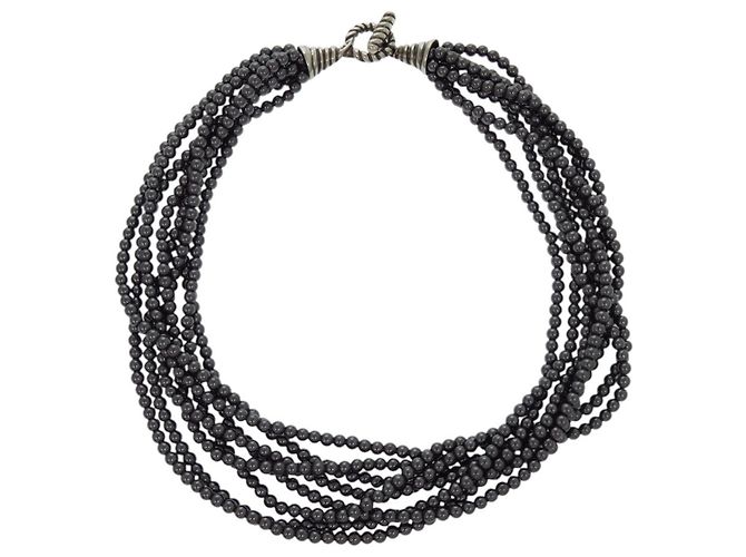 Tiffany & Co. 8-strängige Hämatit Choker-Halskette Silber - Ansicht 3
