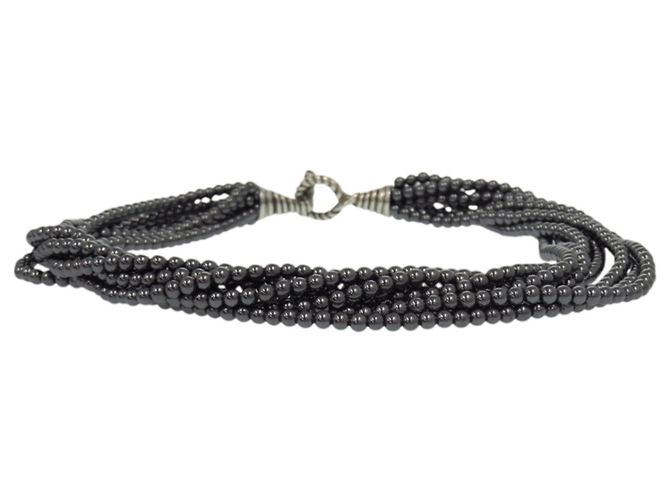 Tiffany & Co. 8-strängige Hämatit Choker-Halskette Silber - Ansicht 4