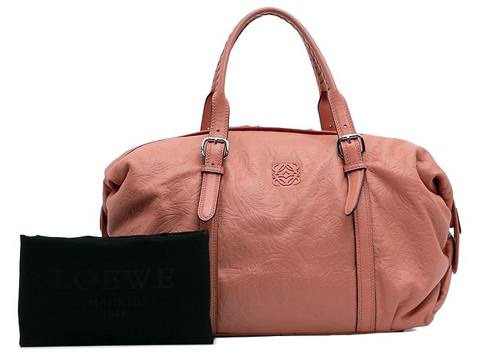 Bolsa Boston em couro laranja com relevo Anagram LOEWE Pescaria - vista 12