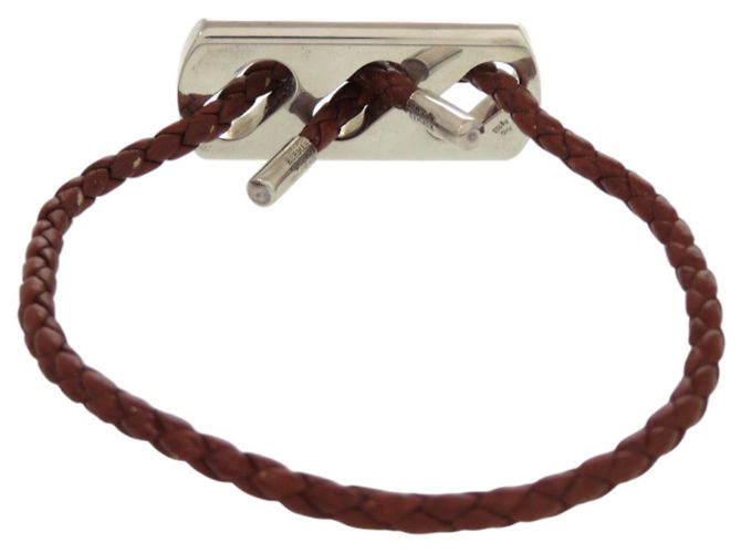 Bracciale in pelle Hermès con charm Marrone Argento - vista 2