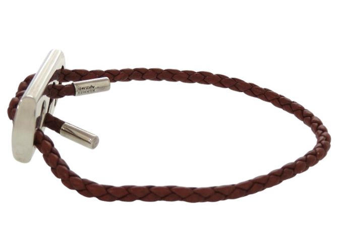 Bracciale in pelle Hermès con charm Marrone Argento - vista 3