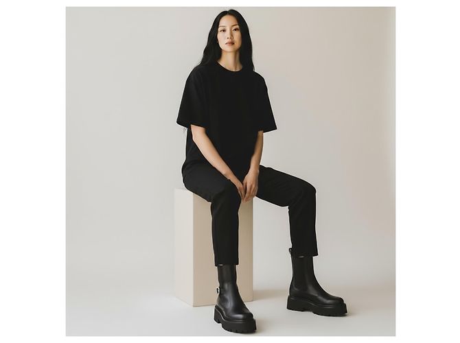Stivali Chelsea Bulky Céline in pelle nera Nero - vista 6