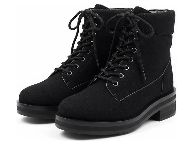 Botas de combate Chanel negras de tweed Negro - vista 2