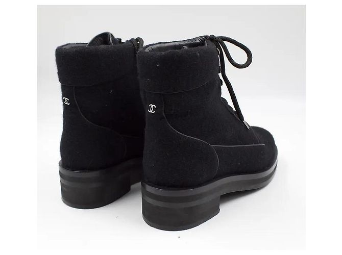 Botas de combate Chanel negras de tweed Negro - vista 7