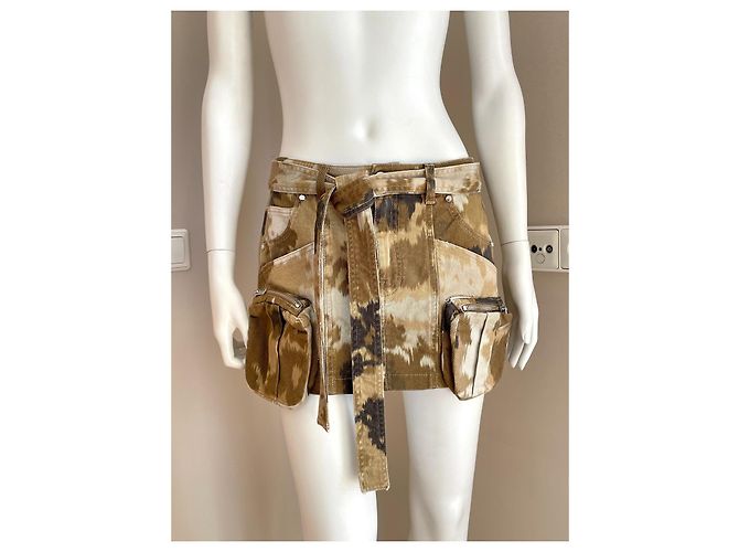 Falda mini cargo de camuflaje Blumarine con cinturón marrón beige Castaño - vista 5
