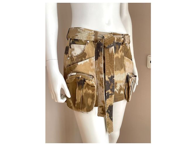 Falda mini cargo de camuflaje Blumarine con cinturón marrón beige Castaño - vista 6