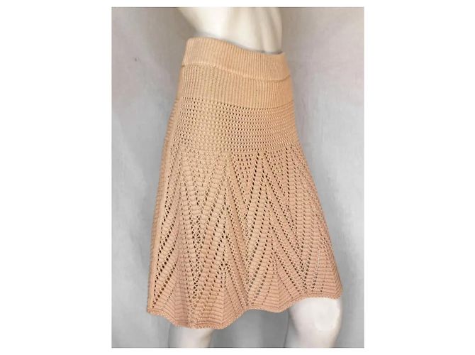 Falda de punto Chloé algodón rosa arena Beige - vista 2