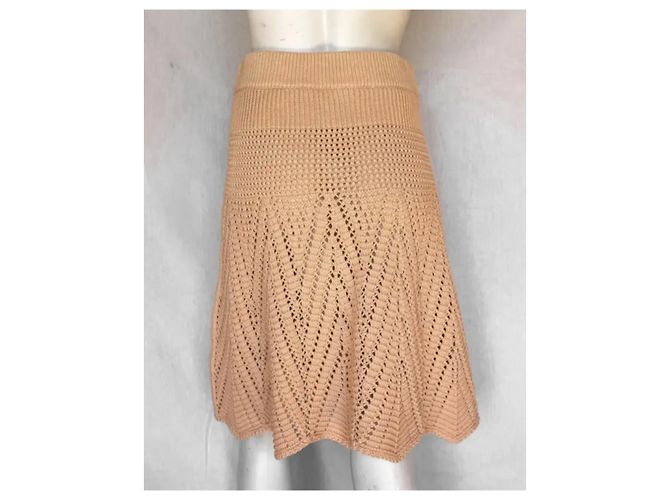Falda de punto Chloé algodón rosa arena Beige - vista 3