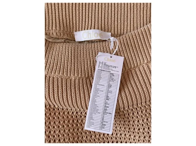 Falda de punto Chloé algodón rosa arena Beige - vista 6