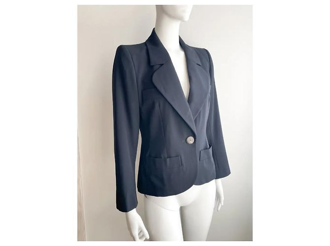 Blazer de lana negro Yves Saint Laurent Rive Gauche - vista 2