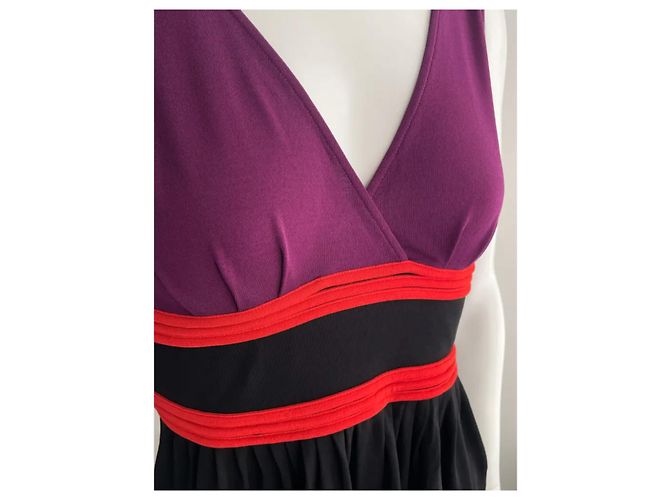 Top Peplum Gucci Nero Viola Rosso Viscosa Porpora - vista 3