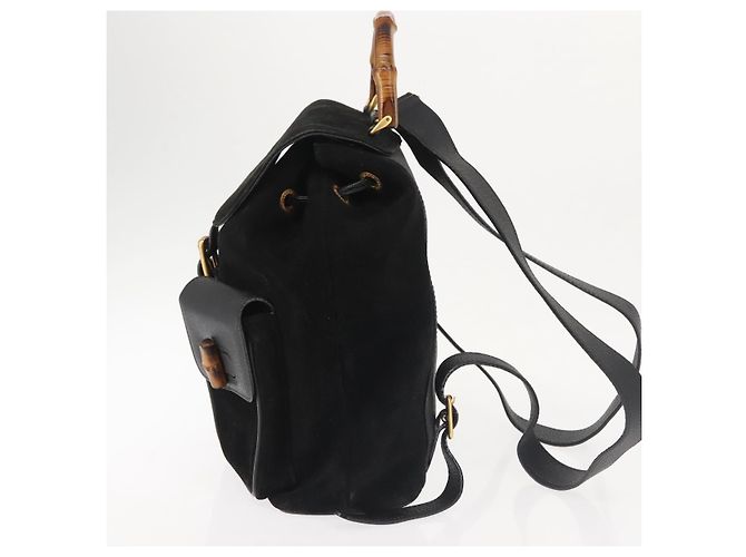 Gucci Vintage Bamboo Suede Medium Nero - vista 3