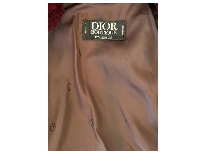 Christian Dior Abrigo de piel de visón y zorro Burdeos - vista 10