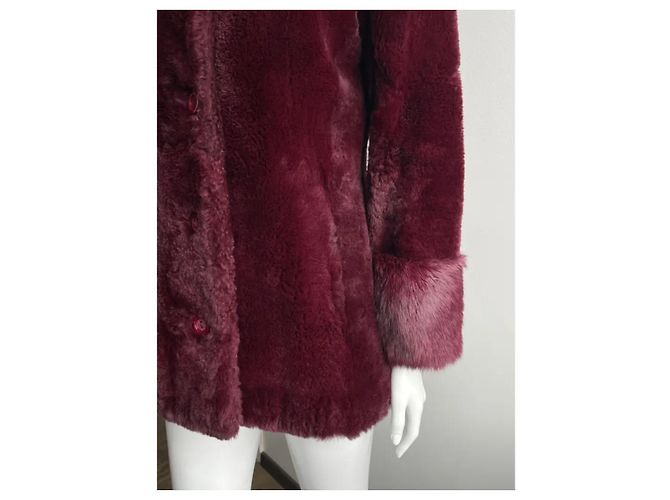 Christian Dior Abrigo de piel de visón y zorro Burdeos - vista 9