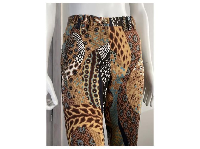 Pantalones Versace con Estampado de Serpiente Marrón Beige Castaño - vista 2