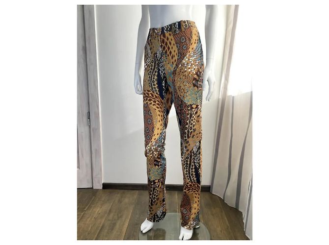 Pantalones Versace con Estampado de Serpiente Marrón Beige Castaño - vista 3