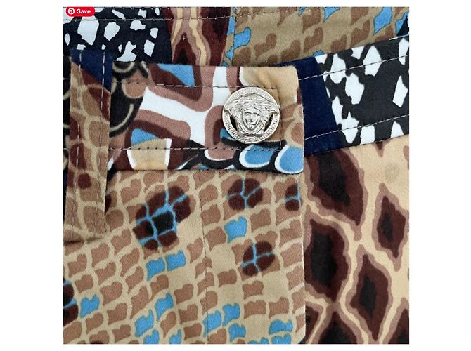 Pantalones Versace con Estampado de Serpiente Marrón Beige Castaño - vista 5