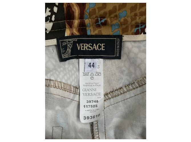 Pantalones Versace con Estampado de Serpiente Marrón Beige Castaño - vista 6