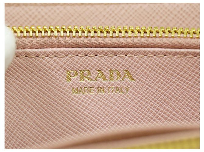 Prada Bow Zip Around Wallet Saffiano Leather Long Pink - view 4
