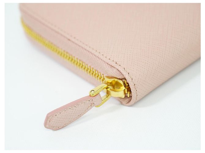 Prada Bow Zip Around Wallet Saffiano Leather Long Pink - view 6