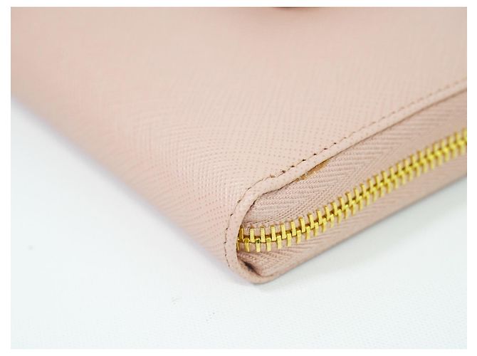 Prada Bow Zip Around Wallet Saffiano Leather Long Pink - view 7