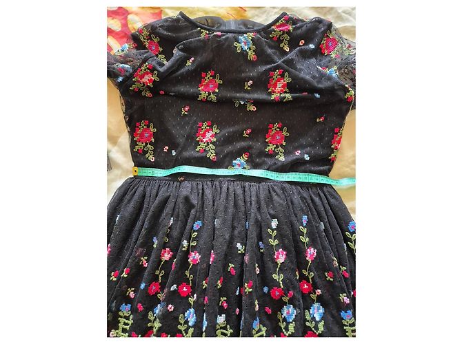 Vestido Ermanno Scervino de tul negro con bordados florales - vista 10