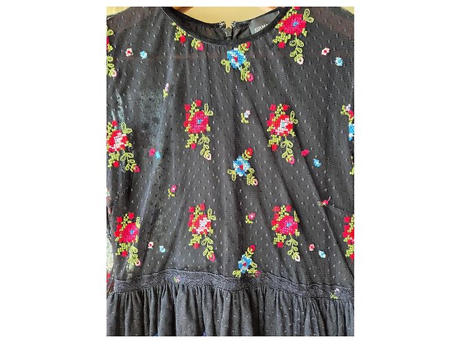 Vestido Ermanno Scervino de tul negro con bordados florales - vista 7