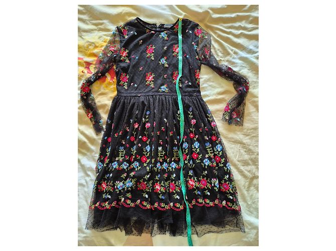 Vestido Ermanno Scervino de tul negro con bordados florales - vista 8