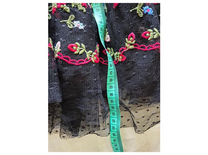 Vestido Ermanno Scervino de tul negro con bordados florales - vista 9