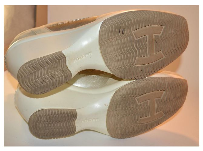 baskets Hogan beige et doré en cuir taille 40 - vue 5