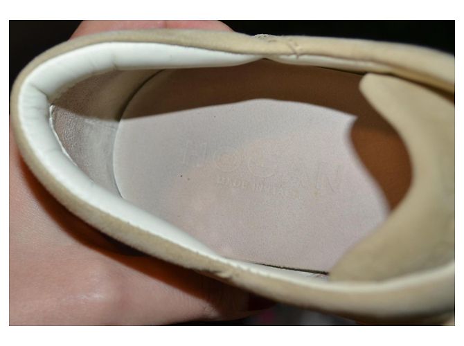 baskets Hogan beige et doré en cuir taille 40 - vue 6