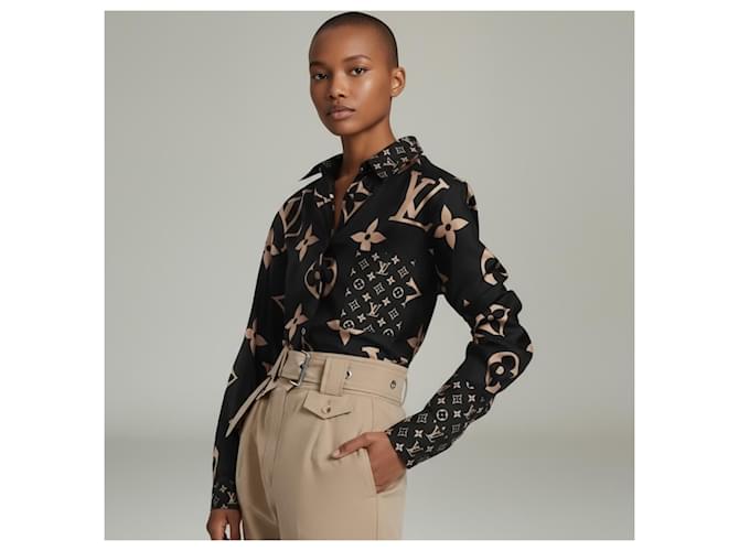 Louis Vuitton Monogramm Seidenbluse Schwarz - Ansicht 2