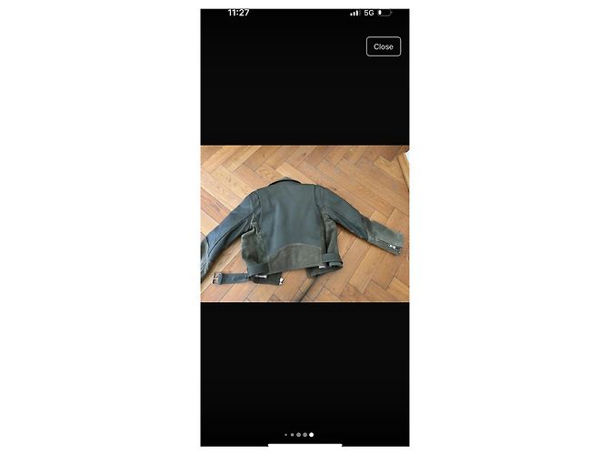 Ganni Leder Bikerjacke dunkelgrau dunkelgrün Anthrazitgrau - Ansicht 8