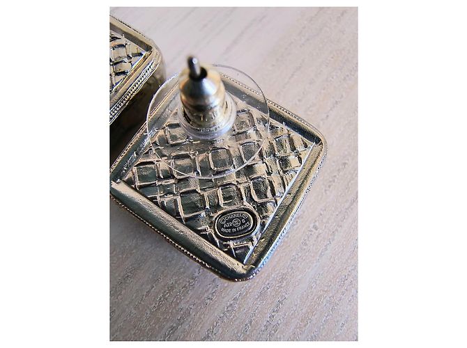Orecchini Quadrati Neri Chanel Nero Argento - vista 4