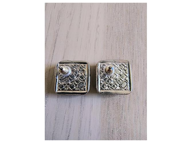 Orecchini Quadrati Neri Chanel Nero Argento - vista 5