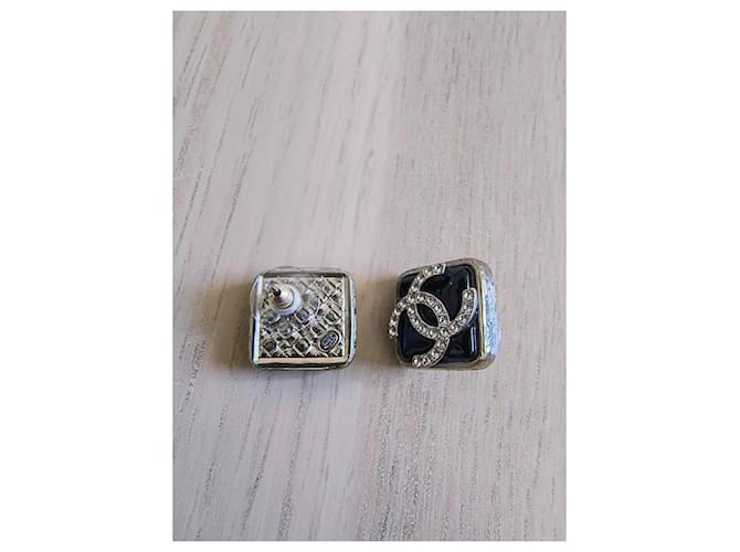 Orecchini Quadrati Neri Chanel Nero Argento - vista 6