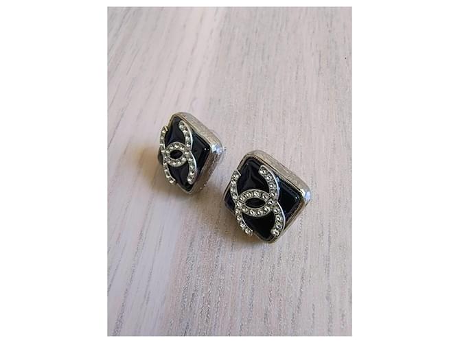 Orecchini Quadrati Neri Chanel Nero Argento - vista 8