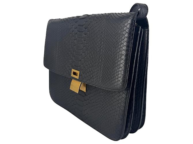 Céline Celine Triomphe Shoulder Bag Python Black - view 2