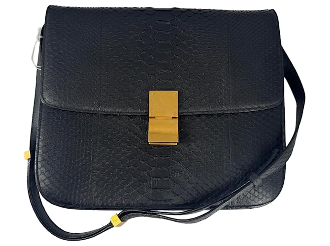 Céline Celine Triomphe Shoulder Bag Python Black - view 3