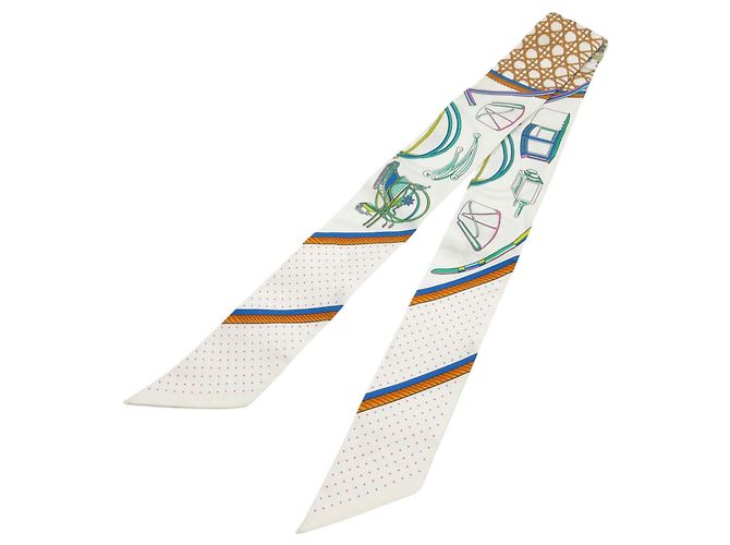 Bufanda plegable Twilly de Hermès Blanco Naranja - vista 2