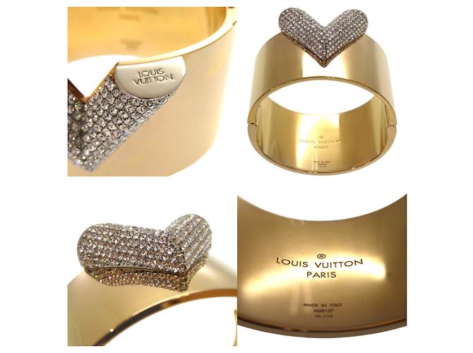 Bracciale Louis Vuitton Essential V in oro e strass Bianco D'oro - vista 10